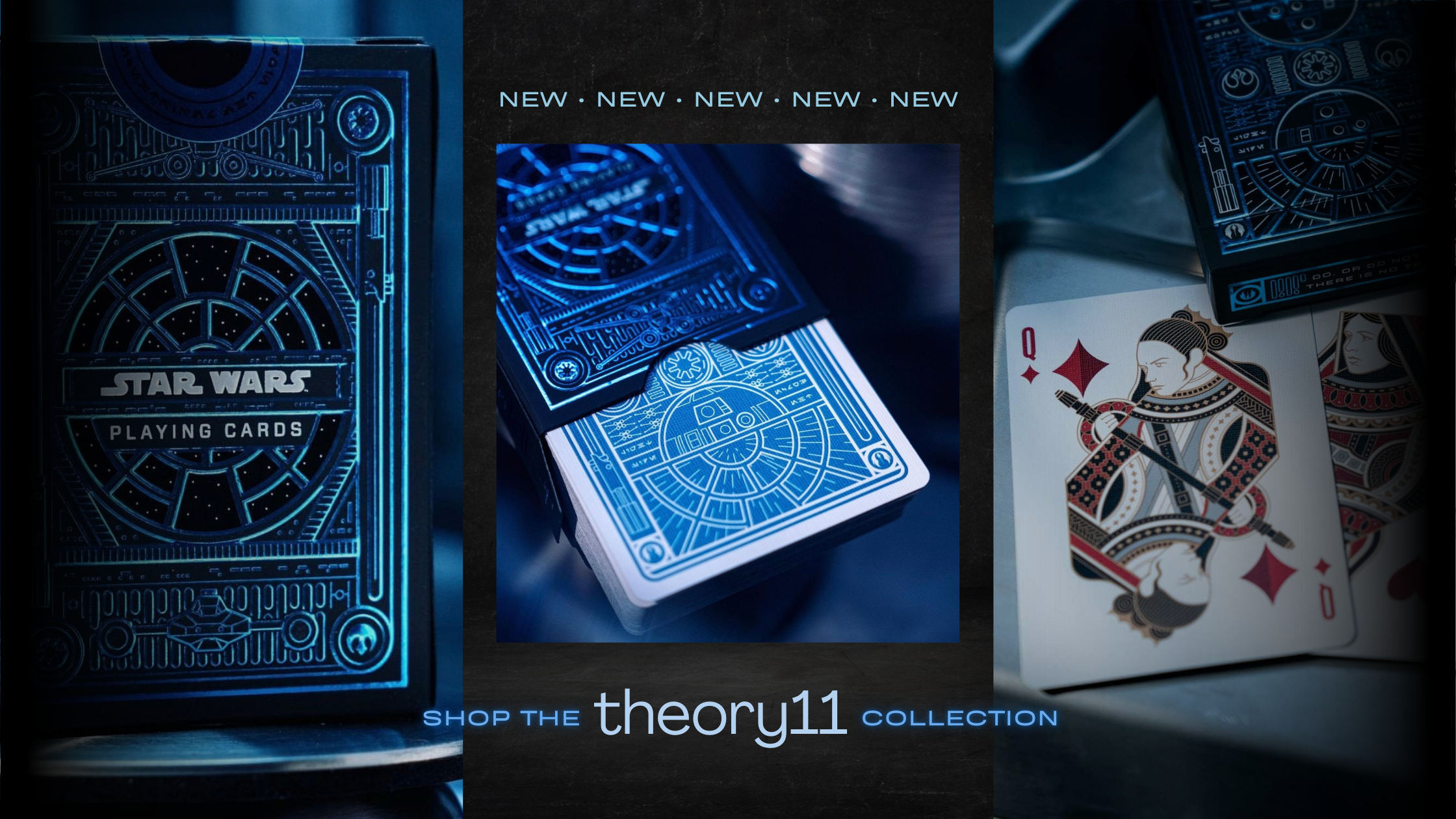 Star Wars playing cards by theory11 with packaging and card display.